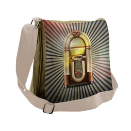 Ambesonne Vintage Messenger Bag, Antique Radio Music Box, Unisex Cross-body