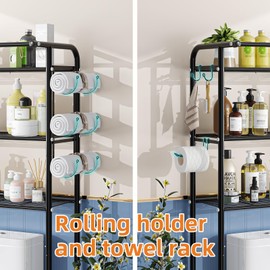 Simple Trending 3 Tier Over The Toilet Rack, Shelf Bathroom, Bathroom Stand Organizer Space Saver, Black | Simple Trending
