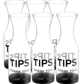 Tip Jar for bartenders and restaurants | Pack of 6 Clear SAN plastic Tips carafe/Jars for money | 10-inch large cool tips container for restaurants, bars, cafes, and pizzerias. GEEX DEPOT (6)