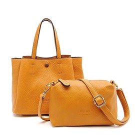 FIRANO A402168 Women's Arno Label 3 Room 2-Way Tote Bag with Mini Bag, Camel