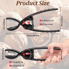 FOWSRHRG 2-in-1 Nut Cracker Walnut Set for All Nuts, Aluminum Alloy Chestnut Cutter Tool for Pecan Walnut, Heavy Duty Nutcracker Chestnut Clip with Drawstring Bag Rubber Tie Loops (Black)