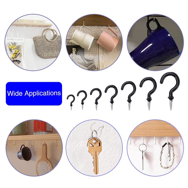 VooGenzek Pack of 48 Hook Screws, Screw-In Ceiling Hooks, Coated