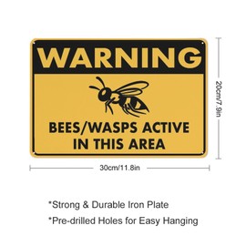Compladeta Warning Bees Wasps Active In This Area Sign Outdoor Signs Aluminum 12X8 Inch Uv Ink Printed For House And Business