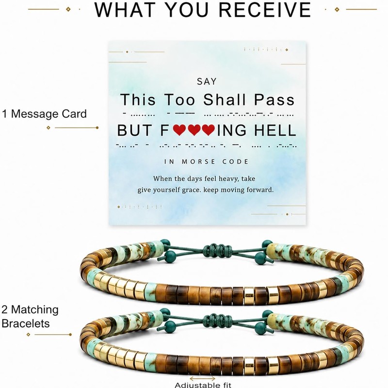 This Too Shall Pass But F*cking Hell Bracelet Morse Code