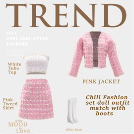 15 Pcs Poupées Mode Pack 6 Set Vêtements de Poupée Comprennent des Costumes Chics Robe de Soirée Tenue aux Paillettes Robe élégante Avec 6 Paires de Chaussures 3 Accessoires de Poupées de 11,5 Pouces