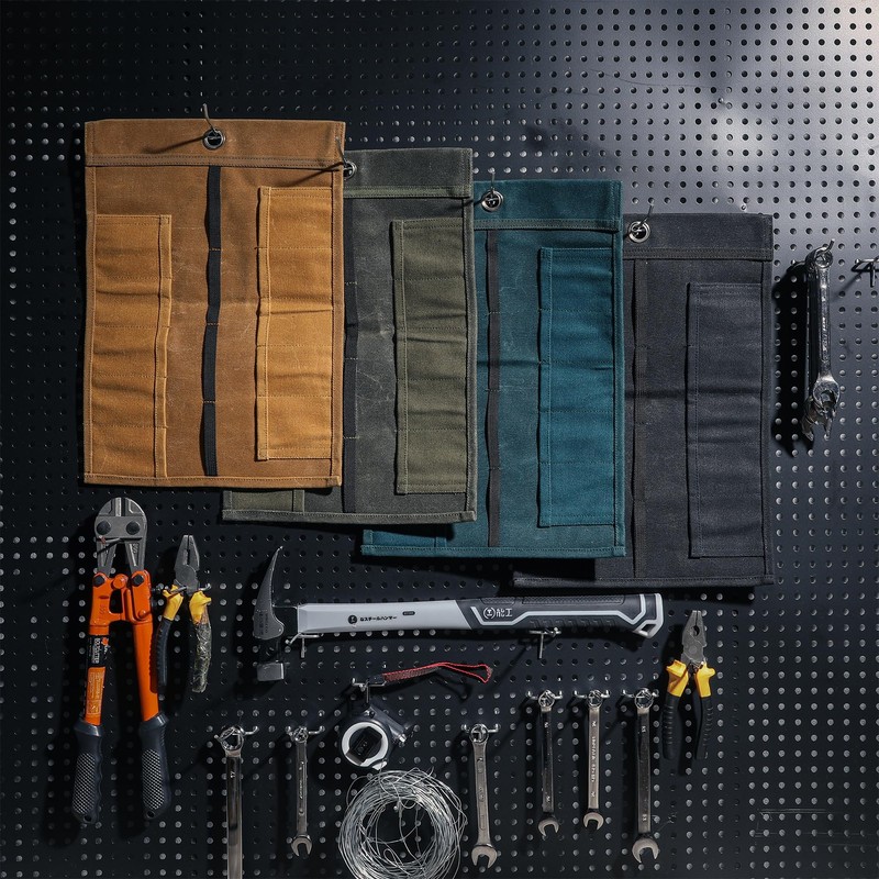Small Tool Pouch, Heavy Duty 16oz Waxed Canvas Tool Roll