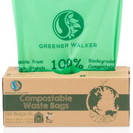 Greener Walker 25% Extra Thick Compostable Biodegradable Bin Liners 6L/10L/30L Bin Liners (6L-120 Bin Bags)