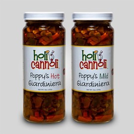 Holi Cannoli Poppy's Chicago-Style Hot And Mild Giardiniera Combo 2-Pack - 16 Ounce Jars - Made in Chicago