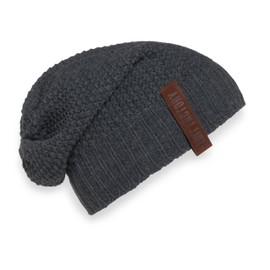KNIT FACTORY - Coco hat - knitted winter hat with wool for men and women - slouch beanie - high quality, charcoal,
