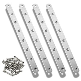 4Pcs Flat Mending Plate, 12" Flat Straight Braces Stainless Steel Straight Brackets, Mending Joining Plates Repair Fixing Bracket Connector with Screws