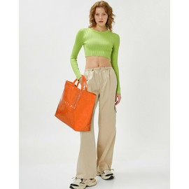 Tote Bag Women's Work Bag Large Tote Bag PVC Tote Bag for Women Shopper Transparent Hobo Handbag with Letter Print, Orange colour.