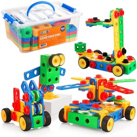 Play22 100Pc Building Blocks for Toddlers Stem Toys - Building Take Apart Toys for Boys and Girls Ages 3 4 5 6 7 8 9 10 - Educational Toys Set with Nice Storage Box