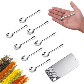 8PCS Tiny Spoons - Mini Stainless Steel Spoons 2.9 inch for Salt Jars Spice Jars, SUS 304 Food Grade Seasoning Spoon for Powder Spices, Pepper, Sugar, Coffee (8, Silver)