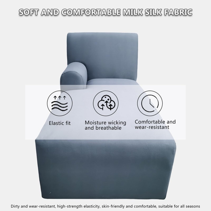 GZYLCH Chaise Lounge with Arm Sofa Slipcover, Chaise Cushion Protector