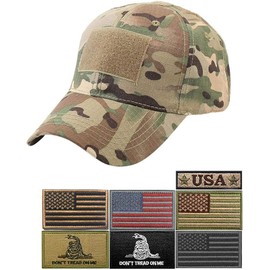 Uphily OCP Camo Army Tactical Operator Cap Adjustable Camouflage Military Hat with 7 Patches for Men or Women