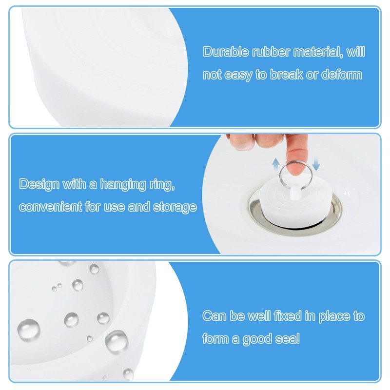 sourcing map Rubber Sink Plug, Bathtub Drain Stopper Fit for