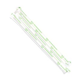 EcoQuality Oxo-Biodegradable Clear Disposable Drinking Straws 7.75 inch Compostable Jumbo Drinking Straw Individually Wrapped - Soda, Milkshake, Smoothie, Plastic Alternative, Eco-Friendly (5 BOXES)