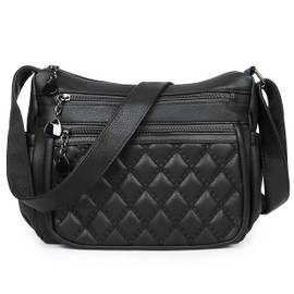 VOLGANIK ROCK Black Handbags for Women Ladies Handbags Soft PU Leather Shoulder Bags Women with Multi Pockets Crossbody Bags for Women Travel Handbags Everyday Bags Gift for Women