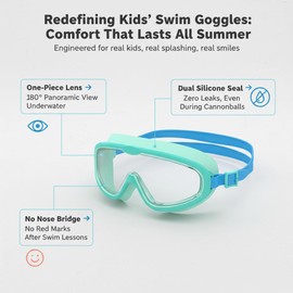 Seaflar 2Pcs Occhialini da Nuoto con Ampia Calibatura per Bambini, Anti-Appannamento, Protezione UV, Regolazione Rapida, S