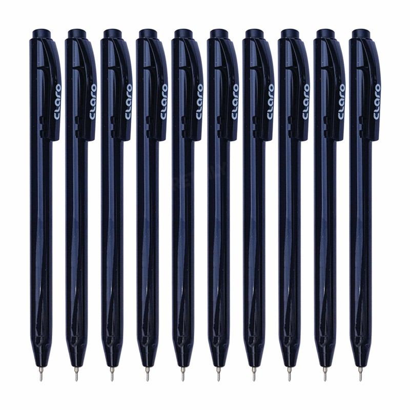 TrioSRTnRT Retractable Ballpoint Pens, BLACK, Fine Point (0.7mm), Pack of
