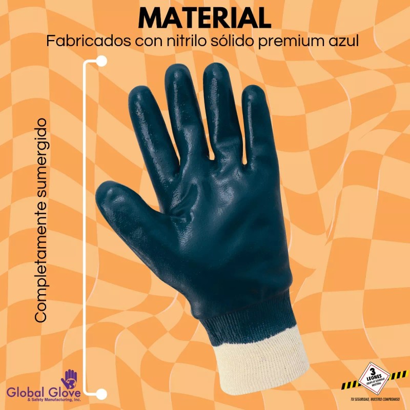 Global Glove and Safety 3 Pares Guante Industrial Nitrilo Puño