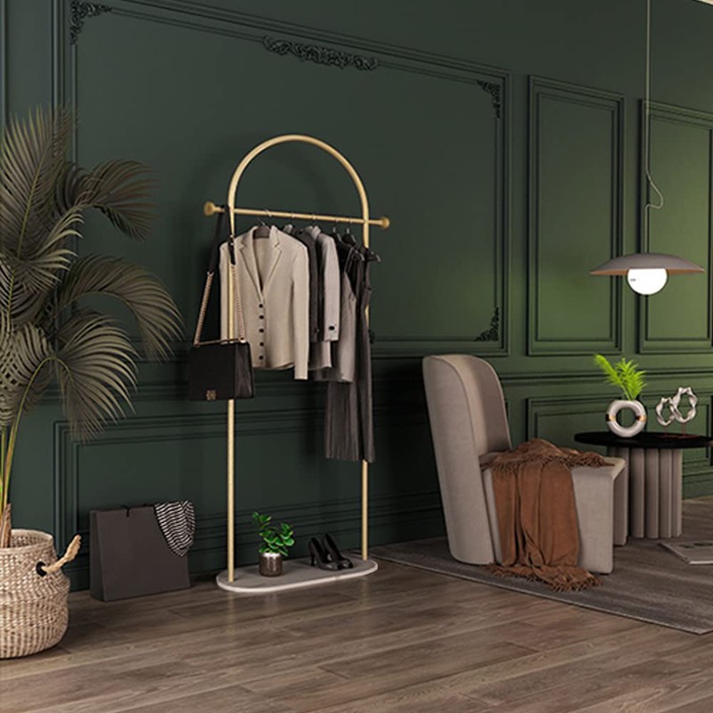 HKaikzo Gold Clothing Rack, Modern Clothes Rack with Marble Base,