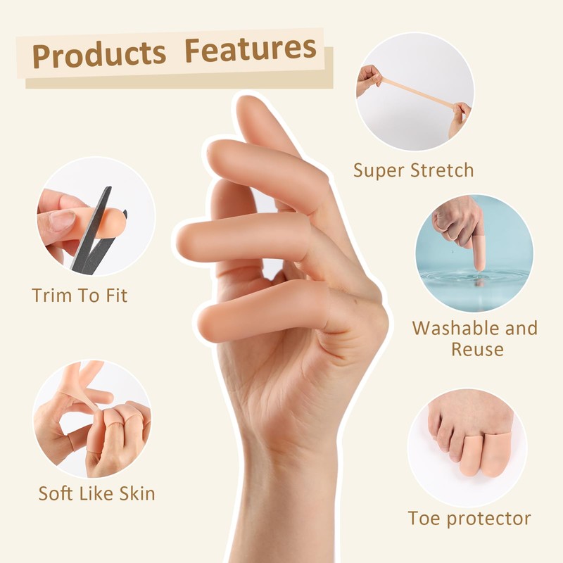 YIVCKOM Gel Finger Cots, Silicone Finger Protectors, Fingertip Bandages Band-aids