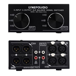 3 Input to 3 Output Fully Balanced XLR Signal Passive Stereo Selector Switch Switcher / Balanced XLR to Unbalanced RCA Audio Converter / No Loss Switching / No External Power Supply