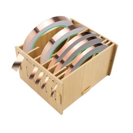 Copper Foil Tape Dispenser with Adjustable Dividers, Stained Glass Foil Tool Wooden Stained Glass Supplies Foil Dispenser for Stained Glass Art Tools Storage, 5 x 3.5 x 3 Inch, No Tape