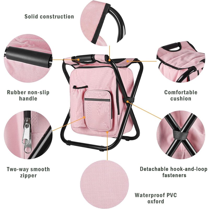 Kikerike Backpack Stool Cooler Chair Heavy Duty 400 LBS Max