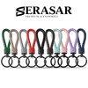 SERASAR Keychain Leather with Stainless Steel Key-rings - Additional Rings