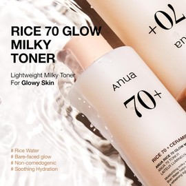 Anua Rice 70 Glow Milky Toner Glass & Dewy Skin Moisturizing and Barrier Care Water Niacinamide Ceramide All Skin Types Unscented Non-comedogenic Korean Skin Care 8.45 / 아누아 라이스 70 글로우 밀키 토너 유리 & 듀이 스킨 수분 공급 및 배리어 케어 워터 나이아신아마이드 세라마이드 모든 피부 타입 무향 논코메도제닉 코리안 스킨케어 8.45