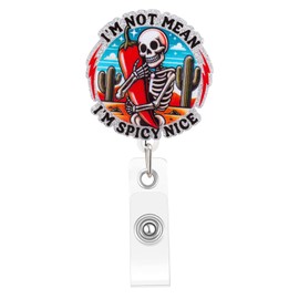 Kimoli Funny Nurse Badge Reel Cute Skull Skeleton Goth Nursing Badge Reel Retractable Id Card Holder with Clip for Rn Doctor Healthcare Nurse Gifts