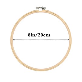 Faylapa Embroidery Hoops Set 8inch Adjustable Bamboo Circle Cross Stitch Hoop Round Ring,for Embroidery,Cross Stitch (8In 16Pcs)