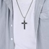 Rnivida Cross Necklace for Men, Silver Black Stainless Steel Beveled