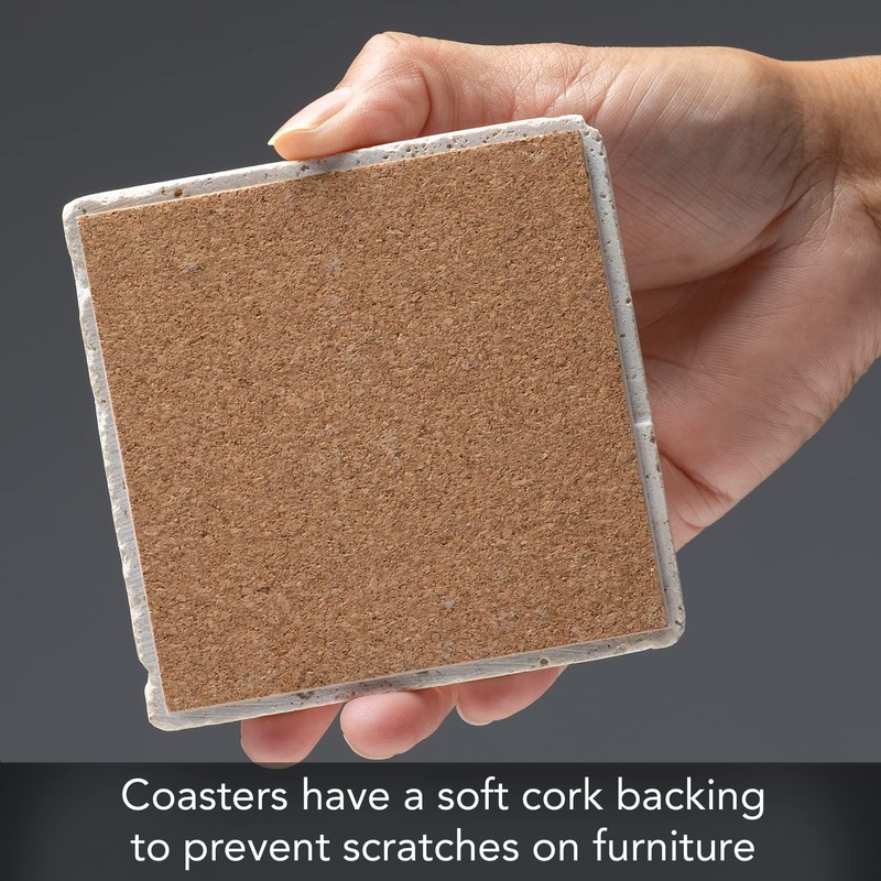 Thirstystone Scallop Shell 4 Pack Natural Travertine Absorbent Stone Coasters