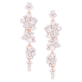 Rosemarie Collections Women's Stunning Crystal Rhinestone Statement Bubble Dangle Earrings 3.25 Inches (Clear Rose Gold Tone)