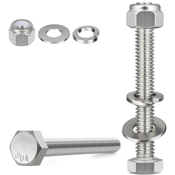 BNUOK (4 Sets) 3/8-16 x 5 Hex Head Screw Bolt,Lock