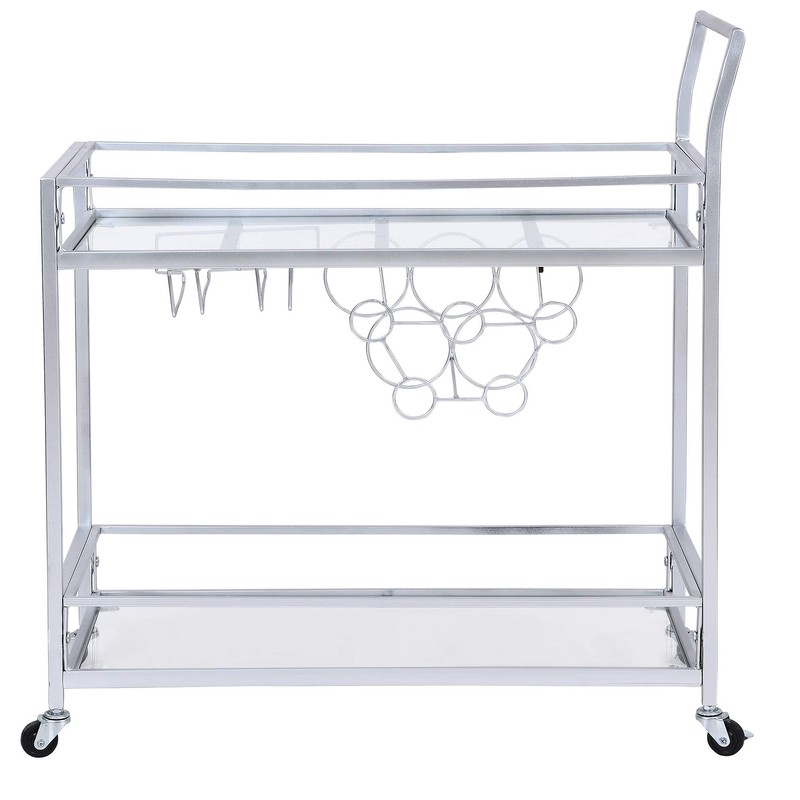 FirsTime & Co. Silver Delilah Bar Cart, 2 Tier Mobile