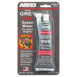 ABRO 999 RTV Silicone Sealant and Gasket Maker - 650 Degrees F, OEM Specified, Sensor Safe, Non-Corrosive, High Temp Silicone Sealant/Head Gasket Sealant Neutral Cure, Low Odor, 3 oz. Tube - Grey