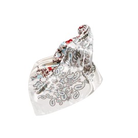 FAIRYGATE Schal Weiß Seidenschal Damen Elegant Bandana Damen Kopftuch Quadrates Bedrucktes Halstuch Satin Seidentuch Schal 73021