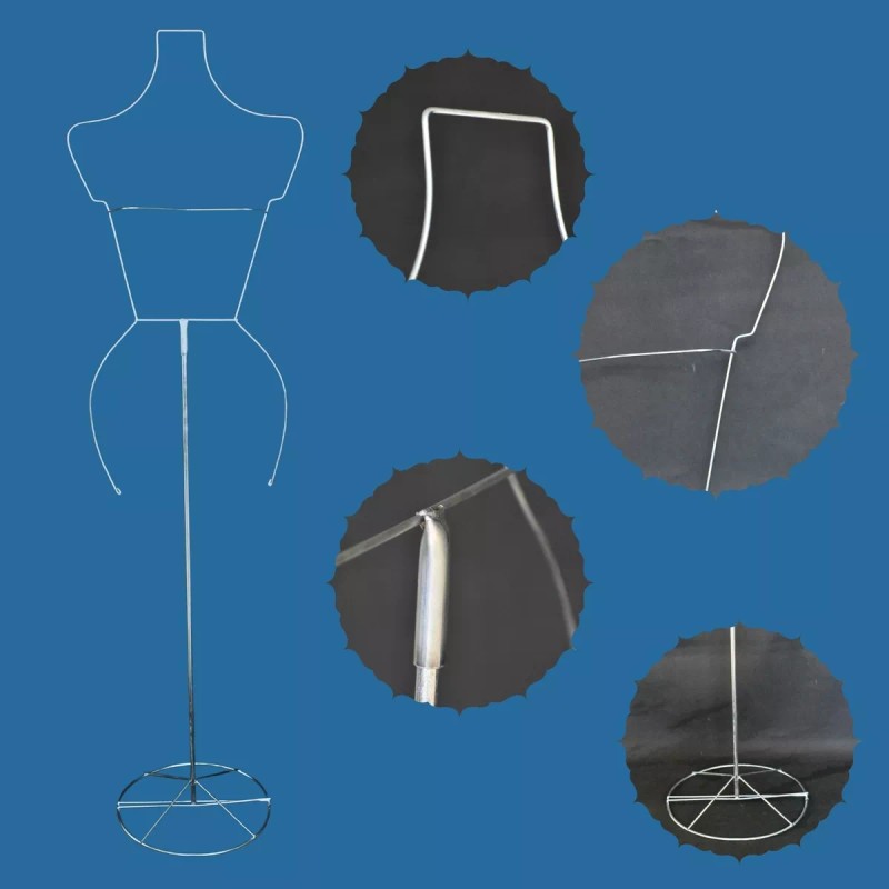 Decora Exhibidor Alambre Silueta Con Base Mujer Plateado