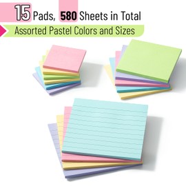 Mr. Pen- Sticky Notes Set, Assorted Sizes, 15 Pc, Pastel Colors, Sticky Notes, Sticky Note Pads, Sticky Notes Variety, Sticky Notes Pack, Sticky Note Set, Sticky Pads, Colored Sticky Notes