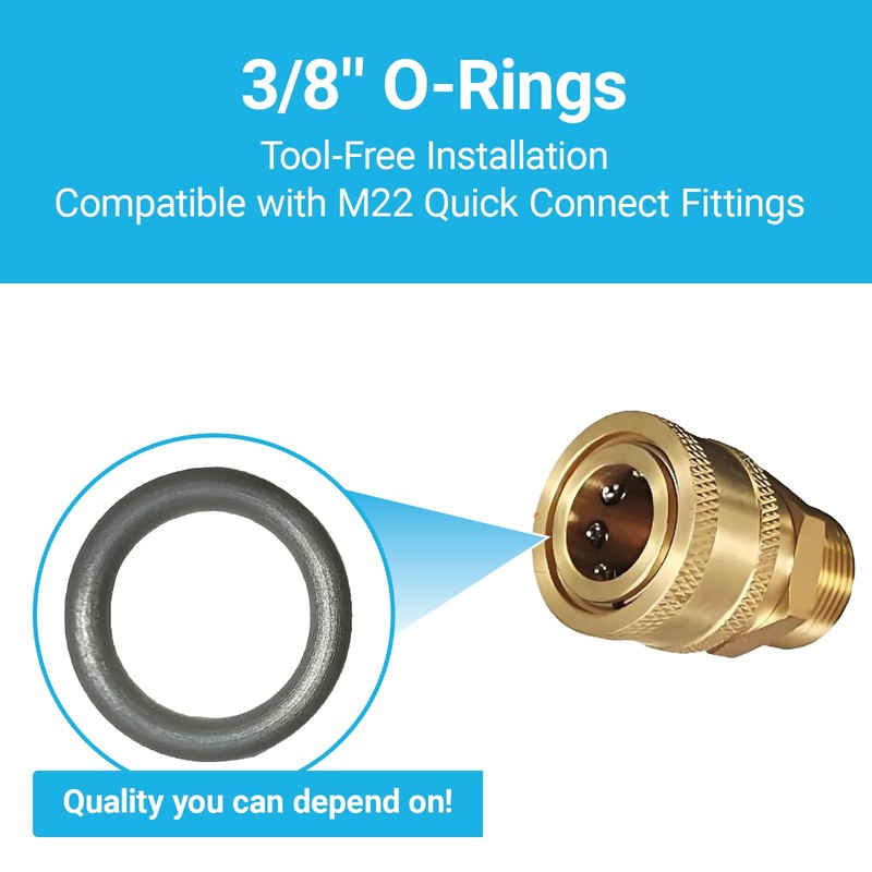 100-Pack 3/8" Pressure Washer Quick Coupler O-Rings Fit for M22