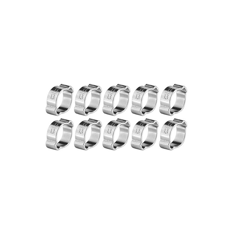 Pack of 10 Double Ear Galvanised Stainless Steel Hose Clips