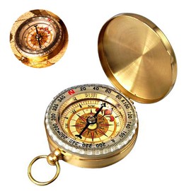 Outdoor Compass, Waterproof Compas, Brass Portable Compass with Luminous Numerals, Navigation Jump Cover Compass, Hiking for Camping, Hiking and Other Outdoor Activities