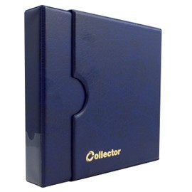 Collector Coin Collection Album with Case for 221 Different Coin Sizes, from Large to Small Coins - with Pages and Red Dividers + Index - Blue Coin Album