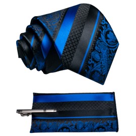 Jemygins Fashionable Flower Tie, Pocket handkerchief and Tie Clip Set for Men - m