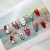 [Handmade Nail Tips] Water Glow Horizontal Cat Nails – Coffin