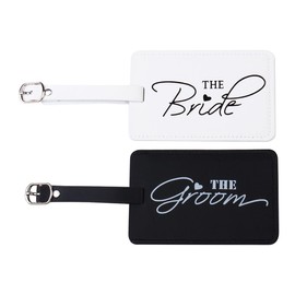 2 Pcs Bridal Luggage Tags Mr Mrs Luggage Label Leather Luggage Labels Suitcases Luggage Tags Suitcase ID Tag Travel Luggage Tags for Married Men Women Couples Wedding Travel Gift